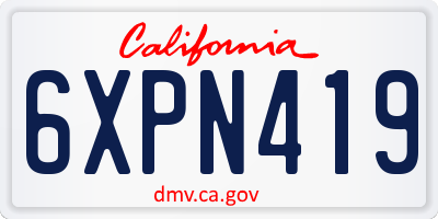 CA license plate 6XPN419