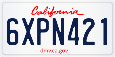 CA license plate 6XPN421