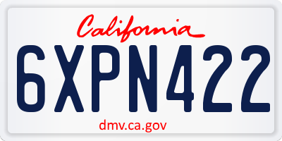 CA license plate 6XPN422