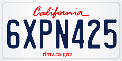 CA license plate 6XPN425