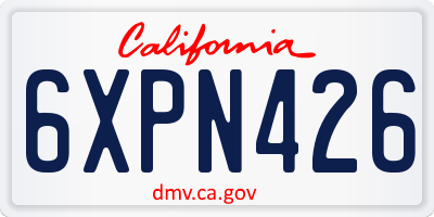CA license plate 6XPN426