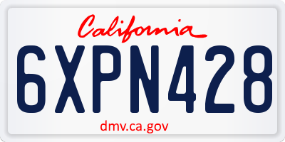 CA license plate 6XPN428