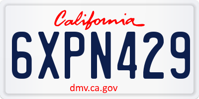 CA license plate 6XPN429