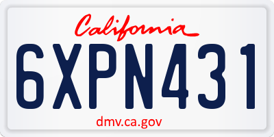 CA license plate 6XPN431