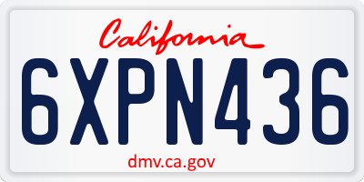CA license plate 6XPN436