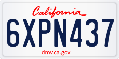 CA license plate 6XPN437