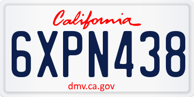 CA license plate 6XPN438