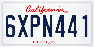 CA license plate 6XPN441