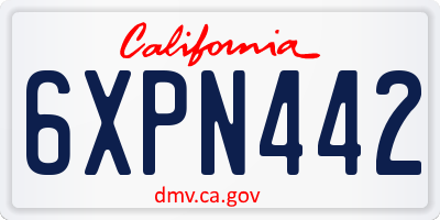 CA license plate 6XPN442