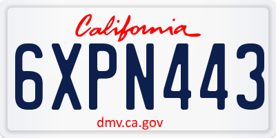 CA license plate 6XPN443