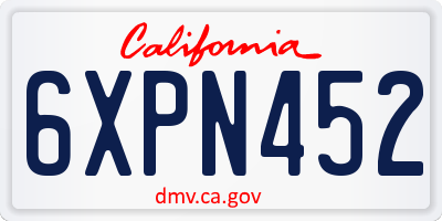 CA license plate 6XPN452