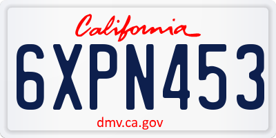 CA license plate 6XPN453