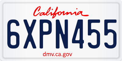 CA license plate 6XPN455