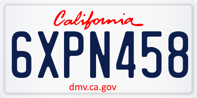 CA license plate 6XPN458