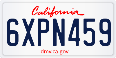 CA license plate 6XPN459