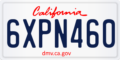 CA license plate 6XPN460