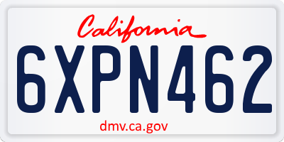 CA license plate 6XPN462