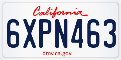 CA license plate 6XPN463