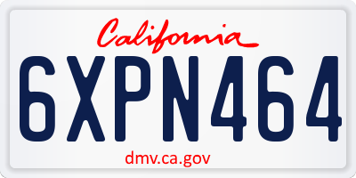 CA license plate 6XPN464