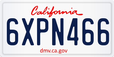 CA license plate 6XPN466