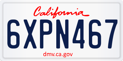 CA license plate 6XPN467