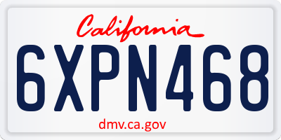 CA license plate 6XPN468