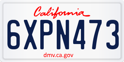 CA license plate 6XPN473