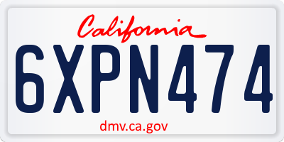CA license plate 6XPN474