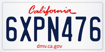 CA license plate 6XPN476