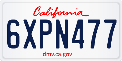 CA license plate 6XPN477