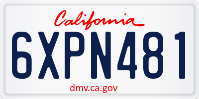 CA license plate 6XPN481