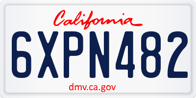 CA license plate 6XPN482