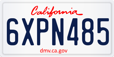 CA license plate 6XPN485