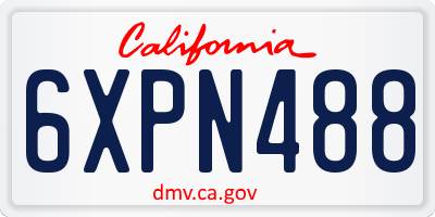 CA license plate 6XPN488