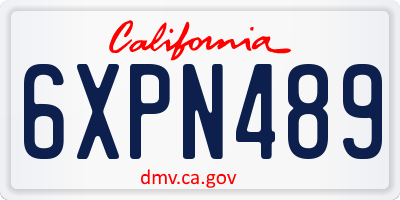CA license plate 6XPN489