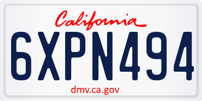 CA license plate 6XPN494