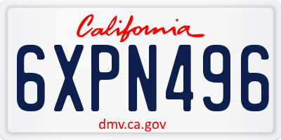 CA license plate 6XPN496