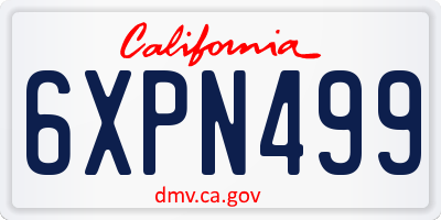 CA license plate 6XPN499