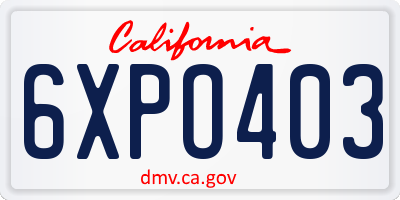 CA license plate 6XPO403