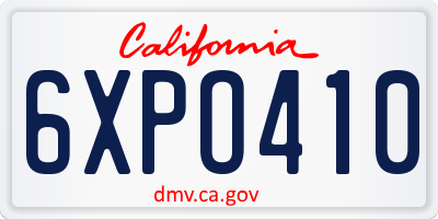 CA license plate 6XPO410