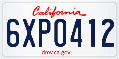 CA license plate 6XPO412