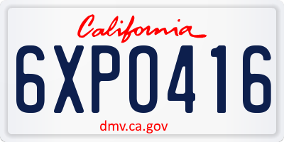 CA license plate 6XPO416