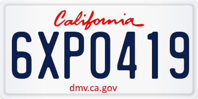 CA license plate 6XPO419