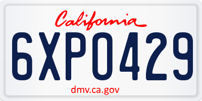 CA license plate 6XPO429