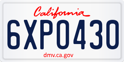 CA license plate 6XPO430