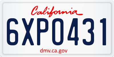 CA license plate 6XPO431