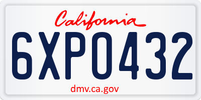 CA license plate 6XPO432
