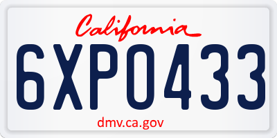 CA license plate 6XPO433