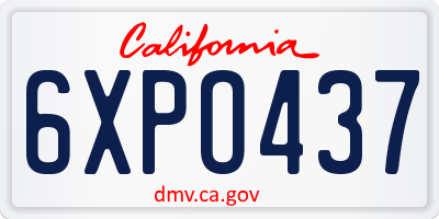 CA license plate 6XPO437