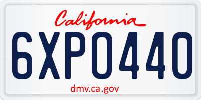 CA license plate 6XPO440